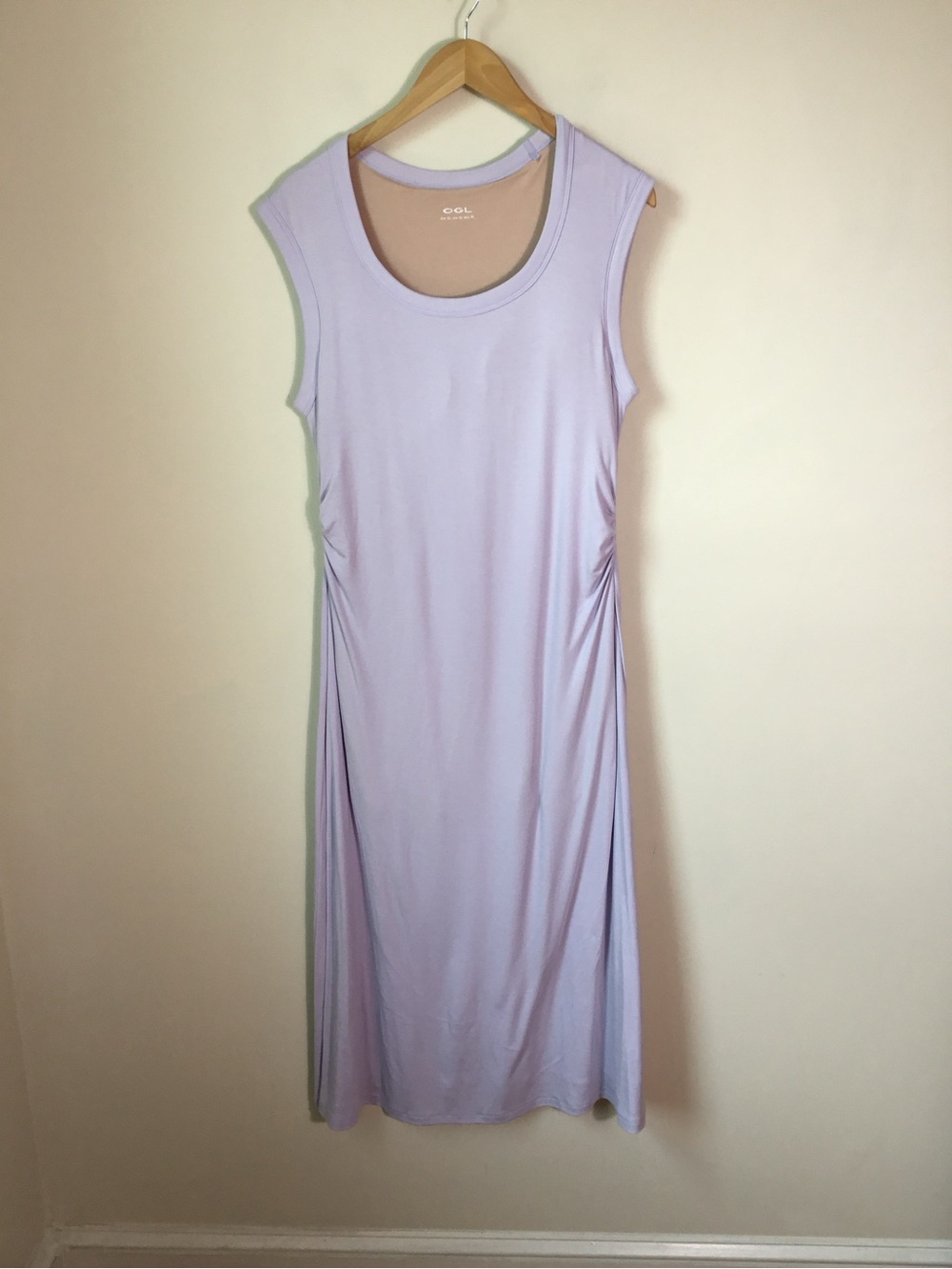 OGL Move Scoop Neck Ruched New Airy Bra MIDI Dress in Powder Lilac - Picture 2 of 7